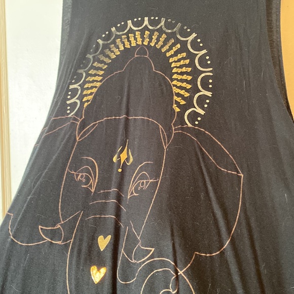 PEACE LOVE WORLD black Ganesha long lightweight top size MED - Picture 3 of 6